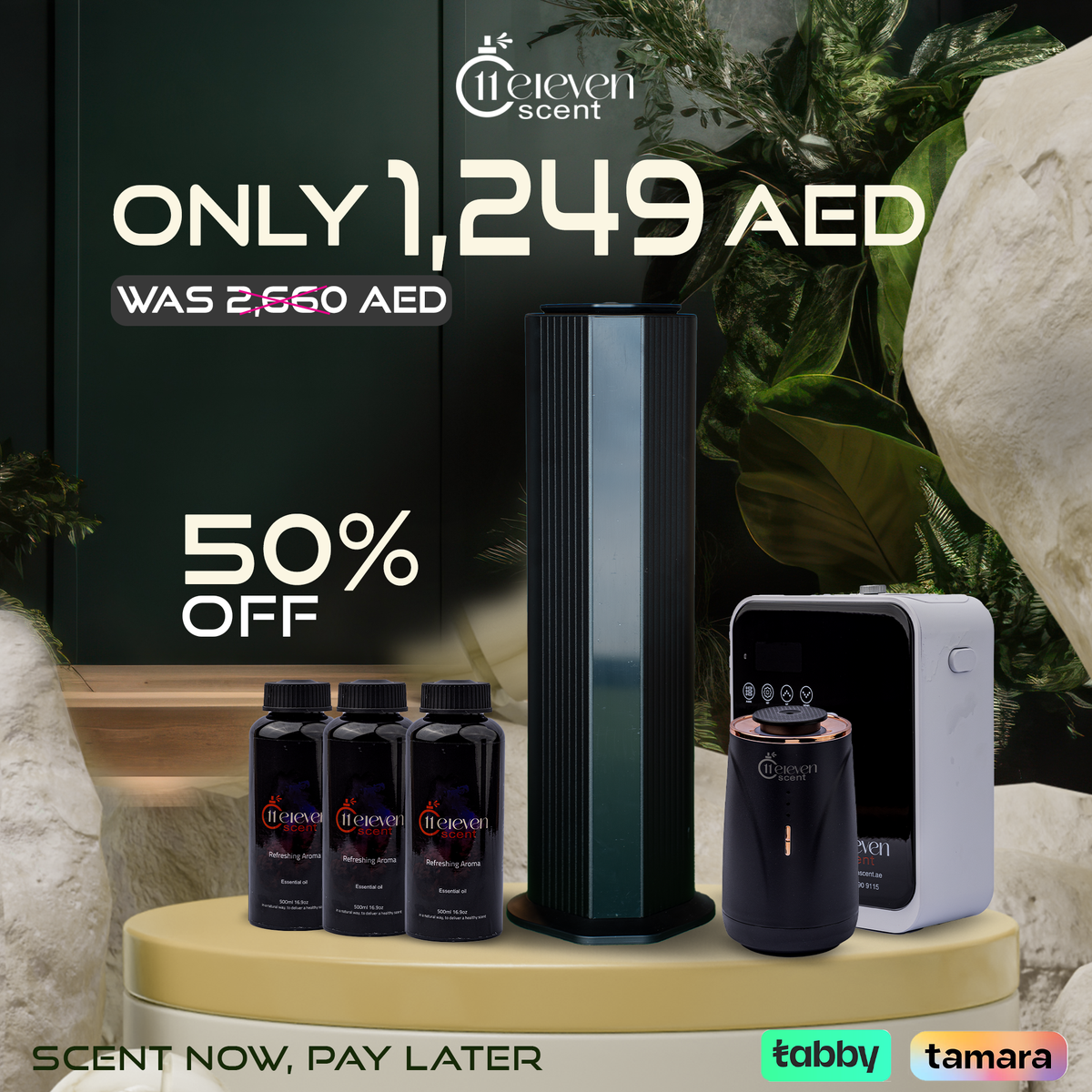 3in1 Offer - Stand + QT + Car x3 & 3 Aroma Oil 500ml